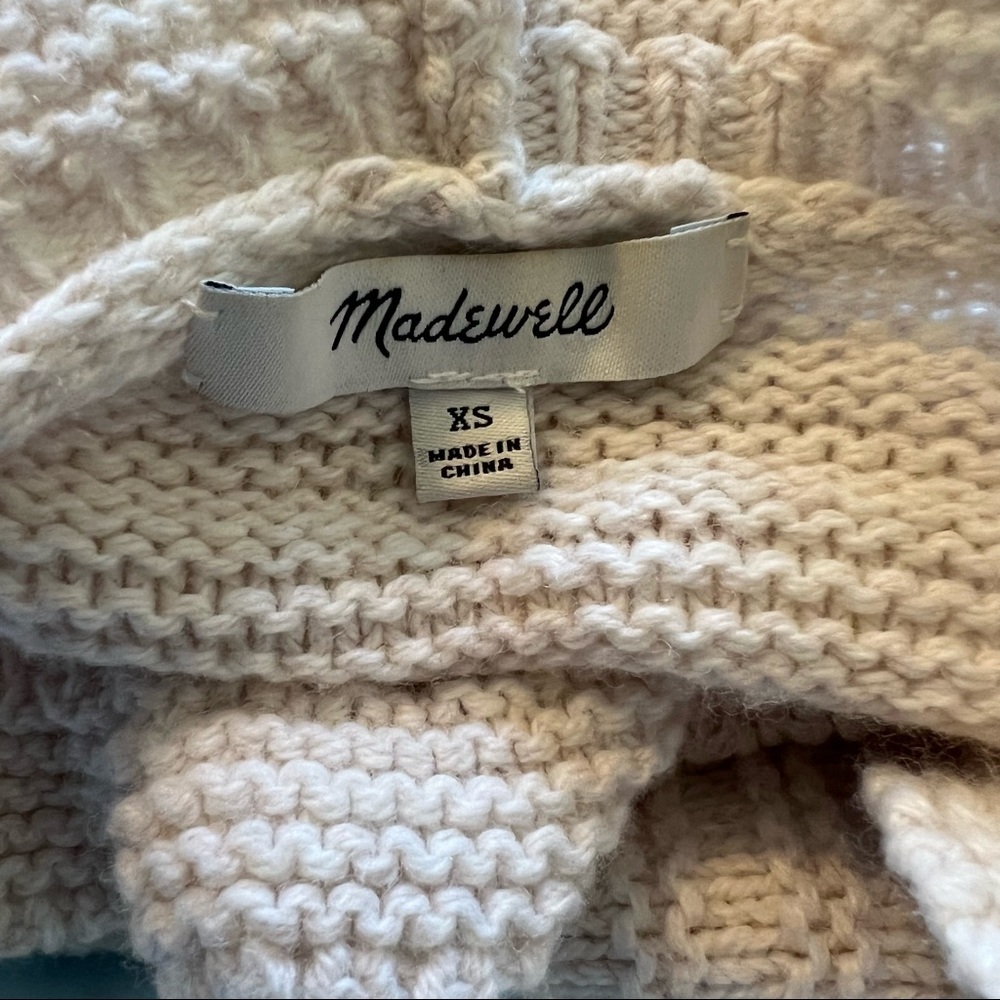 Madewell AG587 Antique Cream Ruffle Trim Textured Sweater Size XS - Picture 5 of 7